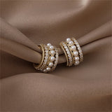 Pearl & Cubic Zirconia Huggie Earrings