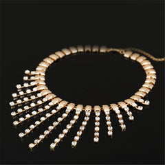Cubic Zirconia & 18K Gold-Plated Tassel Statement Necklace