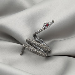 Cubic Zirconia & Silver-Plated Snake Ring