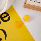 Yellow Acrylic & 18k Gold-Plated Smiley Stud Earrings