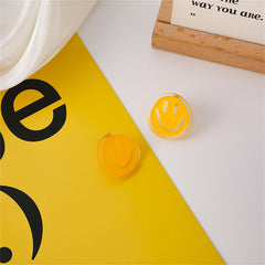 Yellow Acrylic & 18K Gold-Plated Smiley Stud Earrings