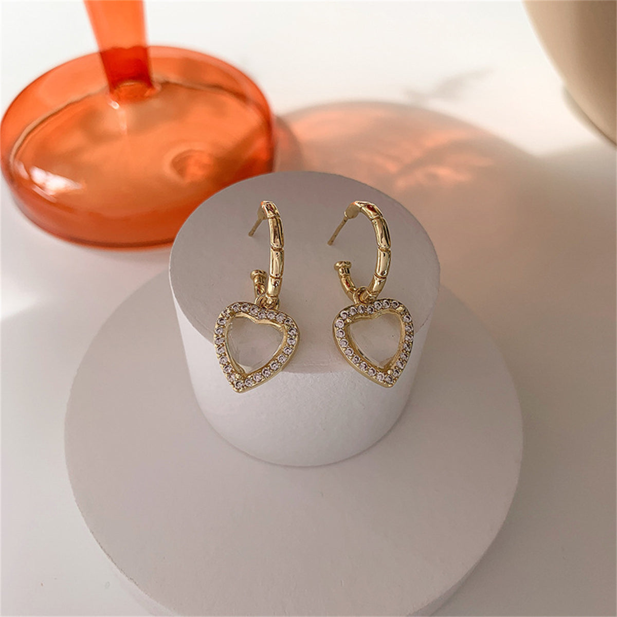 Crystal & Cubic Zirconia Pavé Hola Heart Huggie Earrings