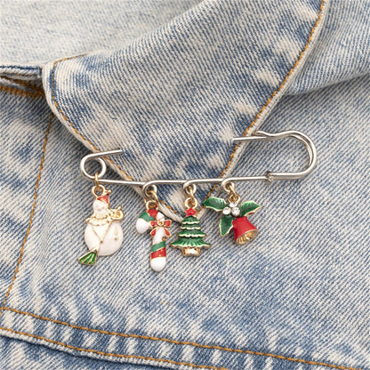 Cubic Zirconia and Two-Tone Christmas Pin Brooch, brooch pin, everyday style, side view