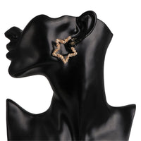 Goldtone Geometric Star Hoop Earrings