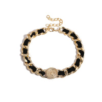Black Velvet & Goldtone Figaro Choker Necklace