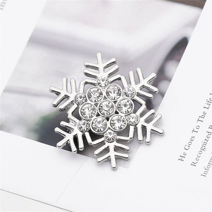 Cubic Zirconia and Silver-Plated Openwork Snowflake Brooch, silver brooch pin, botanical inspired, side view