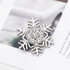 Cubic Zirconia & Silver-Plated Openwork Snowflake Brooch