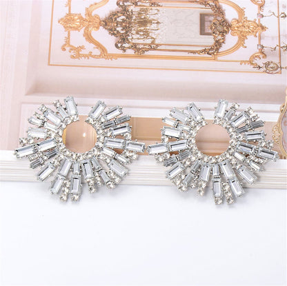 Cubic Zirconia and Silver-Plated Abstract Stud Earrings, silver stud earrings for women, botanical inspired, styled look