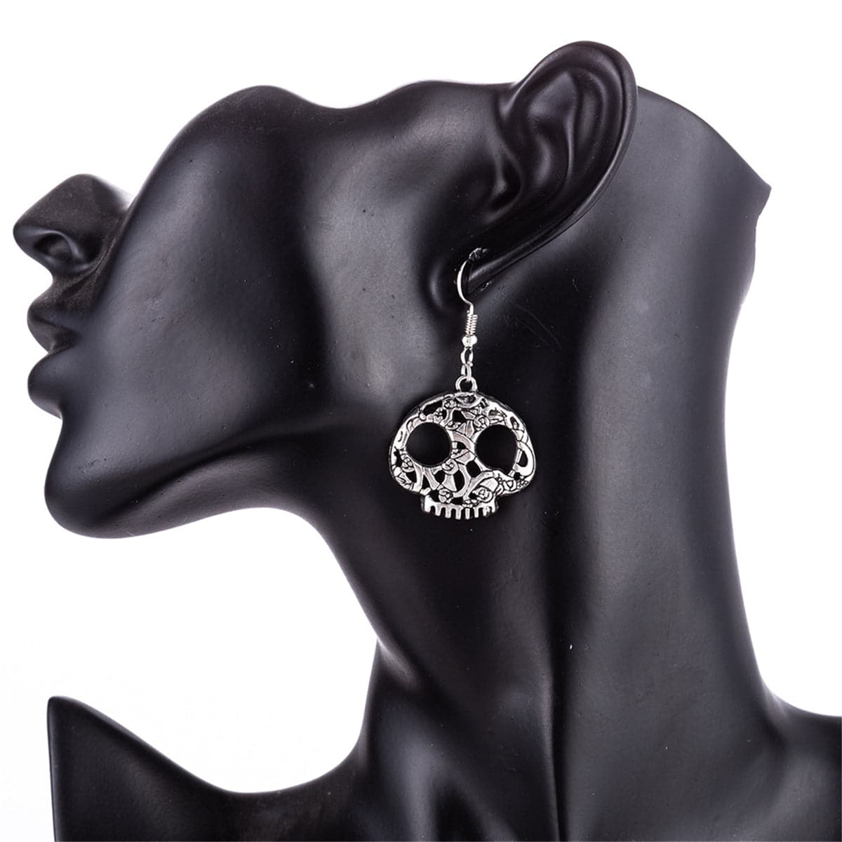 Silver-Plated Skull Drop Earrings