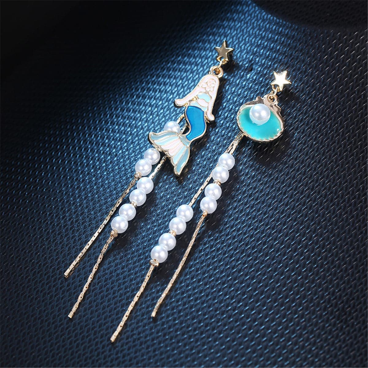 Pearl & Enamel 18K Gold-Plated Mermaid Drop Earrings