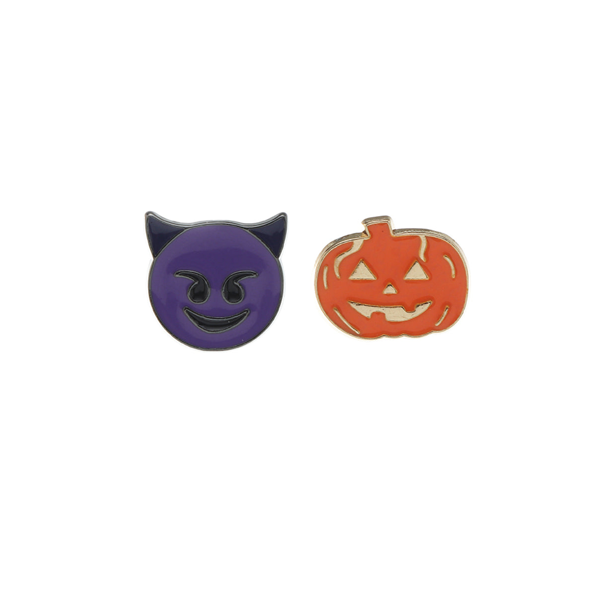 Purple Devil Brooch & Orange Pumpkin Brooch