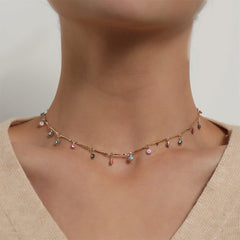 Multicolor Enamel & 18K Gold-Plated Evil Eye Station Choker Necklace