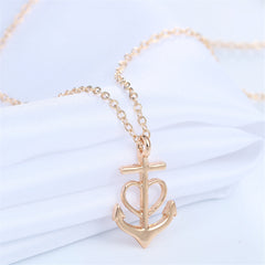 18K Gold-Plated Heart Anchor Pendant Necklace