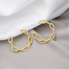 18K Gold-Plated Figaro Chain Hoop Earrings