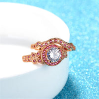 Clear Crystal & Red Cubic Zirconia Hola Ring Set