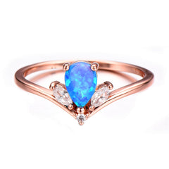 Blue Opal & Cubic Zirconia Trio Ring