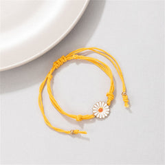 White & Yellow Mum Knotted Anklet