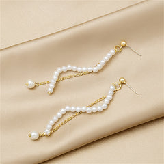 Pearl & 18K Gold-Plated Chain Dangle Earring