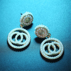 Pearl & 18K Gold-Plated Interlocked Drop Earrings