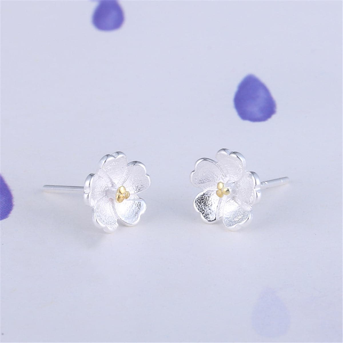 Two-Tone Sakura Floral Stud Earrings