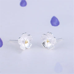 Two-Tone Sakura Floral Stud Earrings
