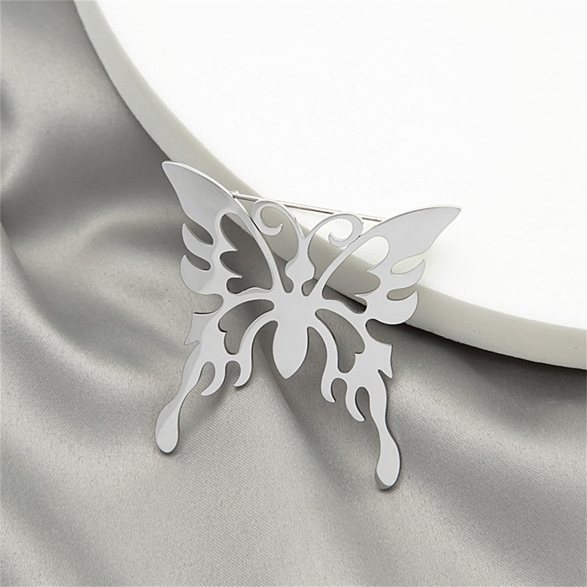 Silver-Plated Butterfly Brooch, silver brooch pin, vintage-inspired design, lifestyle look