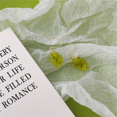 Green Transparent Resin & 18K Gold-Plated Grape Bunch Drop Earrings