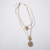 Bead & 18k Gold-Plated Queen Pendant Layer Necklace