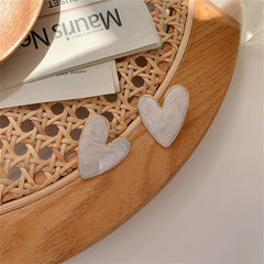 Ivory Enamel & 18K Gold-Plated Heart Stud Earrings