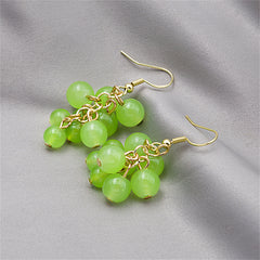Jade & 18K Gold-Plated Grape Earrings