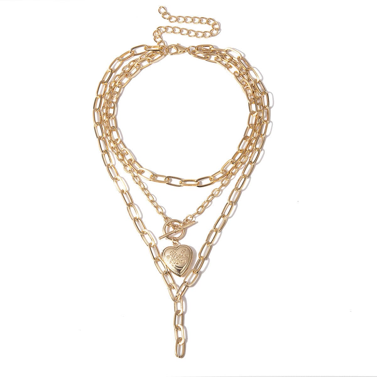 18K Gold-Plated Heart Pendant Necklace, gold pendant necklace for women, botanical inspired, side view