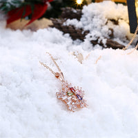 Multi-Color Crystal Snowflake Pendant Necklace