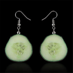 Green Acrylic & Silver-Plated Cucumber Drop Earrings