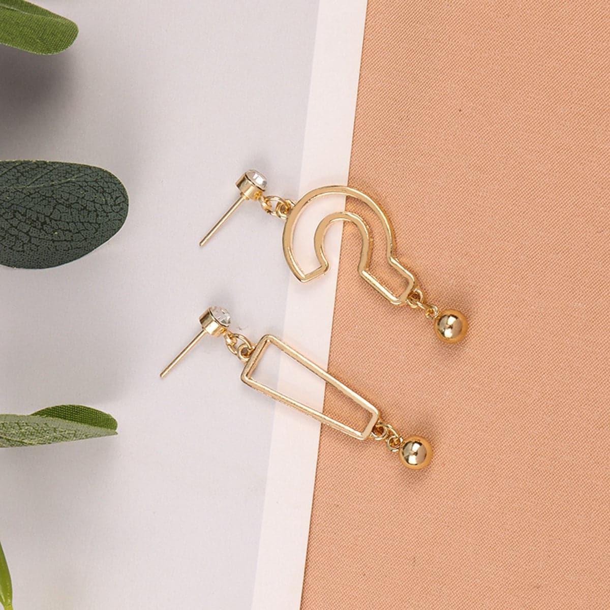 Cubic Zirconia and 18K Gold-Plated Expression Drop Earrings, gold drop earrings for women, everyday style, side view