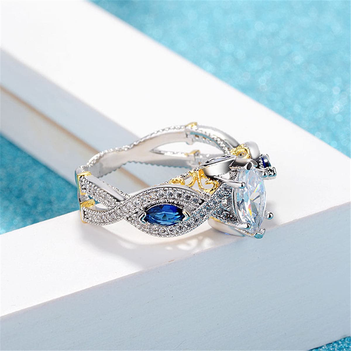 Crystal & cubic zirconia Pear-Cut Promise Ring - streetregion
