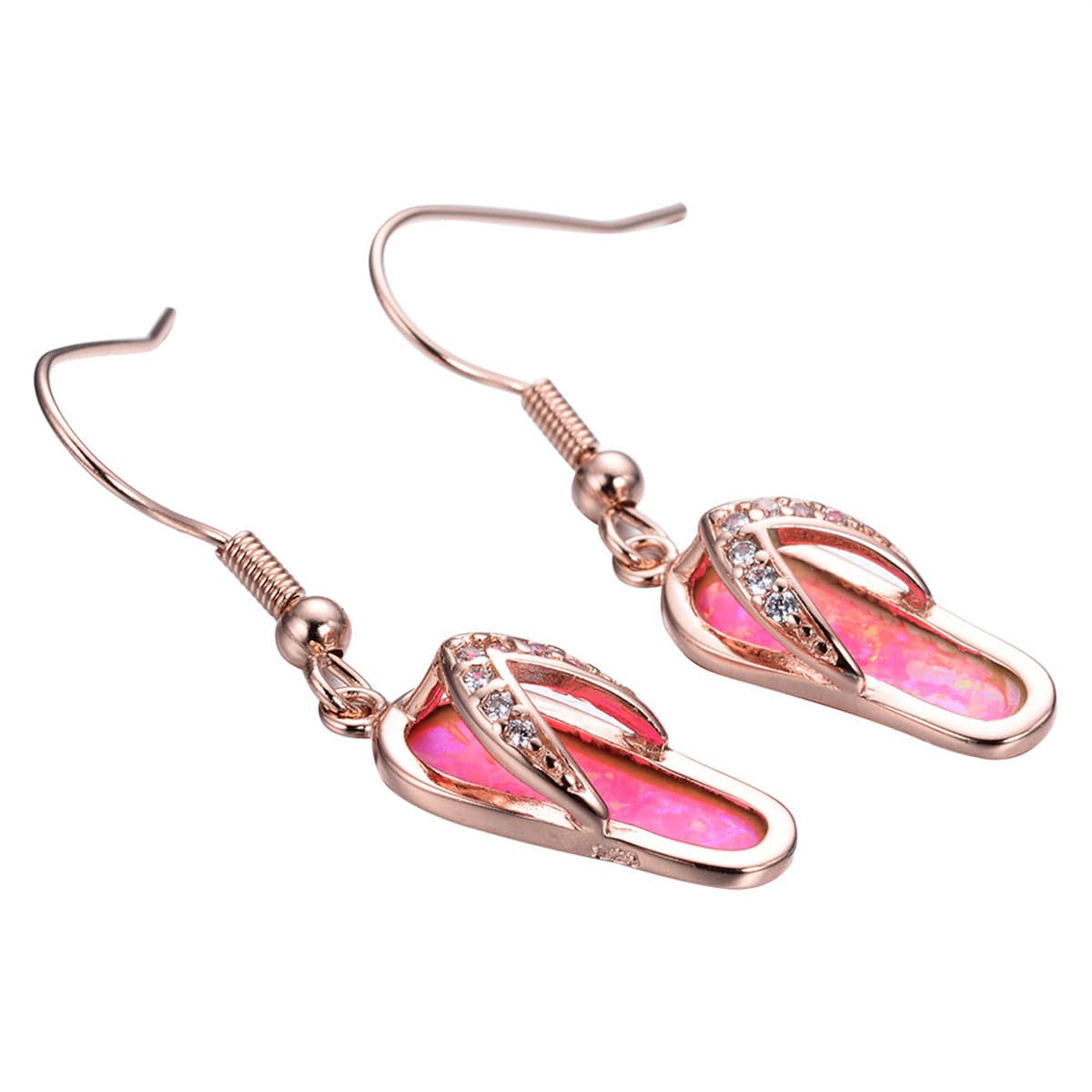 Rose Opal & Cubic Zirconia Flip-Flop Drop Earrings