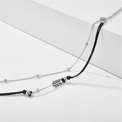 Black & Silver-Plated Arrow Charm Layered Anklet