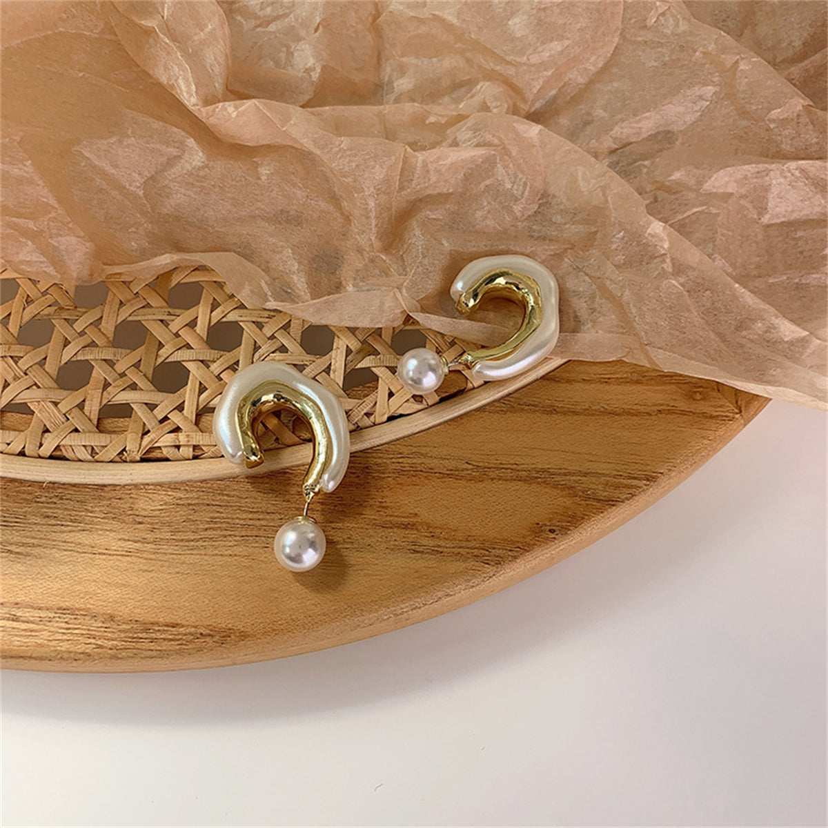 Pearl & 18K Gold-Plated Half-Hoop Ear Jackets