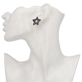 Black Cubic Zirconia & Silver-Plated Cutout Star Stud Earrings