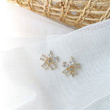 Crystal & Cats Eye Flower Stud Earrings