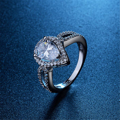 Crystal & cubic zirconia Teardrop Halo Ring - streetregion