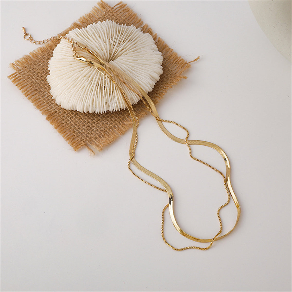 18K Gold-Plated Layered Chain Choker Necklace, gold pendant necklace for women, vintage-inspired design, side view
