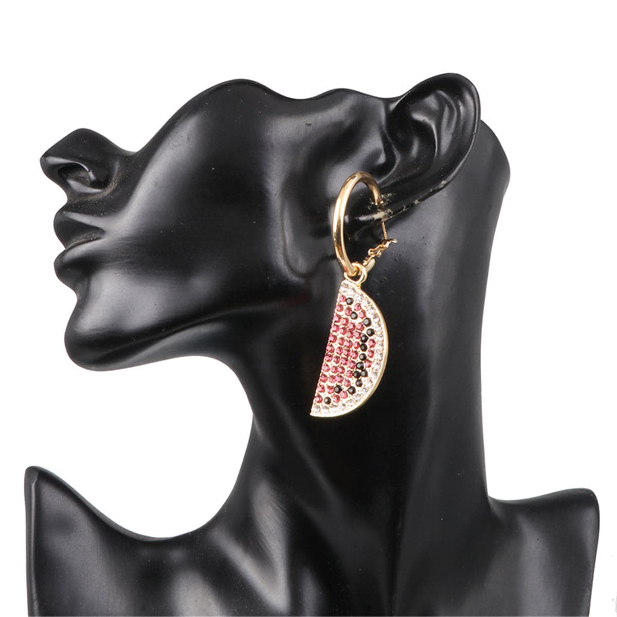 Pink & Black Cubic Zirconia 18K Gold-Plated Watermelon Drop Earrings