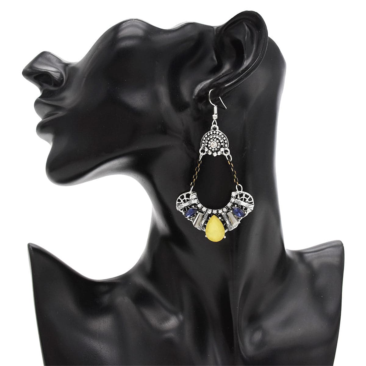 Cubic Zirconia & Silver-Plated Hanging Arch Drop Earrings
