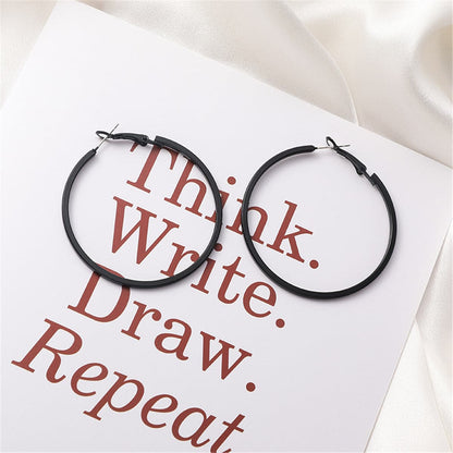Black Hoop Earrings, dainty minimalist design, detail close-up