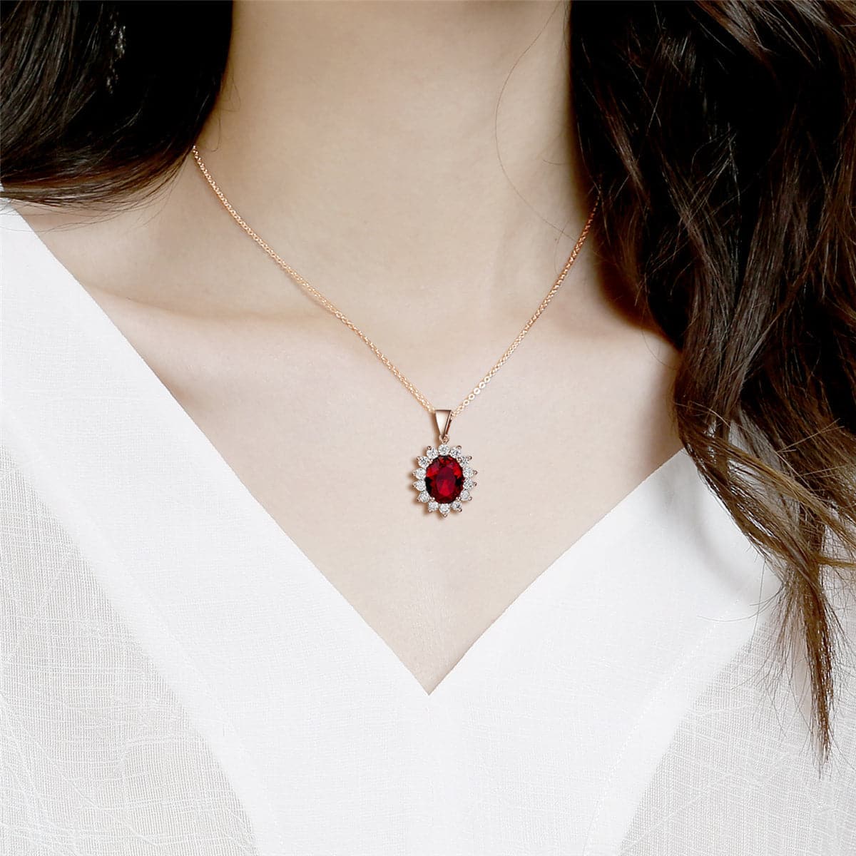 cubic zirconia & 18k Rose Gold-Plated Floral Pendant Necklace - streetregion