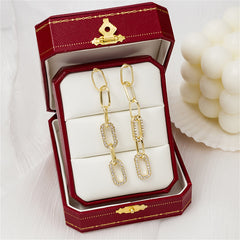 Cubic Zirconia & 18K Gold-Plated Interlocked Open Oval Drop Earrings
