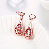 Rose Goldtone Long Drop Earrings - streetregion