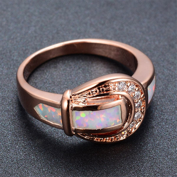 Opal & 18k Rose Gold-Plated Belt Ring