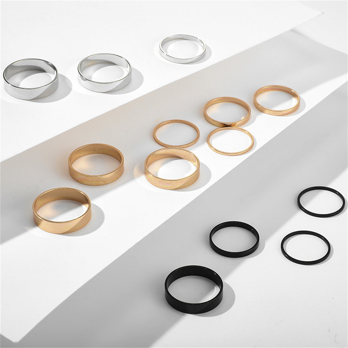 Tri-Tone Band Ring Set